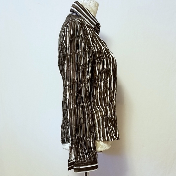 Samuel Dong Pleated Striped Hand Dyed Shirt Sz M - Picture 5 of 9